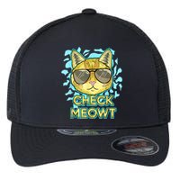 Funny Flirty Cat Pun Humor Cool Kitten Love Check Meowt Flexfit Unipanel Trucker Cap