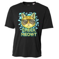 Funny Flirty Cat Pun Humor Cool Kitten Love Check Meowt Cooling Performance Crew T-Shirt