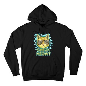 Funny Flirty Cat Pun Humor Cool Kitten Love Check Meowt Hoodie