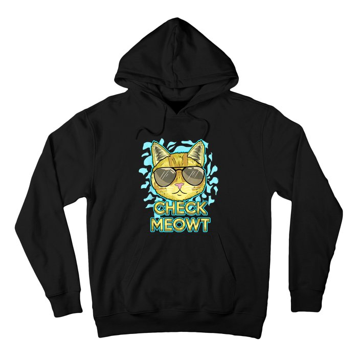 Funny Flirty Cat Pun Humor Cool Kitten Love Check Meowt Hoodie