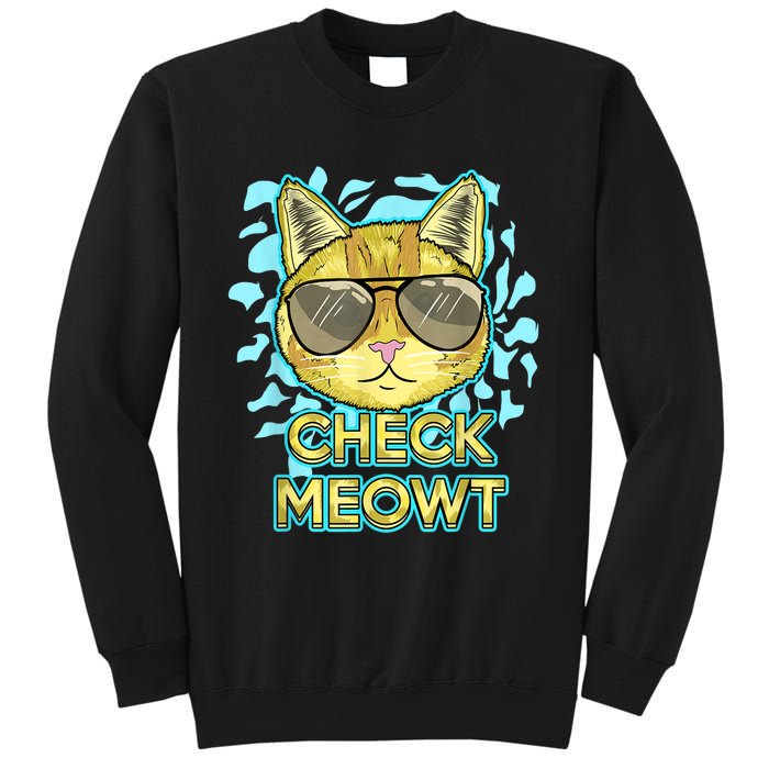 Funny Flirty Cat Pun Humor Cool Kitten Love Check Meowt Sweatshirt