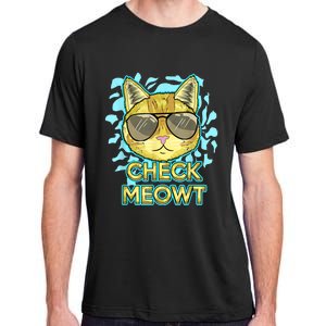 Funny Flirty Cat Pun Humor Cool Kitten Love Check Meowt Adult ChromaSoft Performance T-Shirt