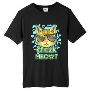 Funny Flirty Cat Pun Humor Cool Kitten Love Check Meowt Tall Fusion ChromaSoft Performance T-Shirt