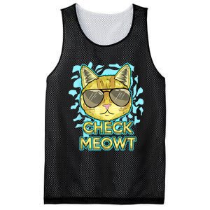 Funny Flirty Cat Pun Humor Cool Kitten Love Check Meowt Mesh Reversible Basketball Jersey Tank