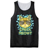 Funny Flirty Cat Pun Humor Cool Kitten Love Check Meowt Mesh Reversible Basketball Jersey Tank