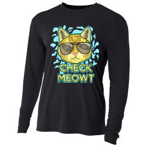 Funny Flirty Cat Pun Humor Cool Kitten Love Check Meowt Cooling Performance Long Sleeve Crew