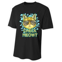 Funny Flirty Cat Pun Humor Cool Kitten Love Check Meowt Performance Sprint T-Shirt