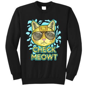 Funny Flirty Cat Pun Humor Cool Kitten Love Check Meowt Tall Sweatshirt