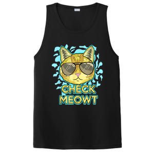 Funny Flirty Cat Pun Humor Cool Kitten Love Check Meowt PosiCharge Competitor Tank