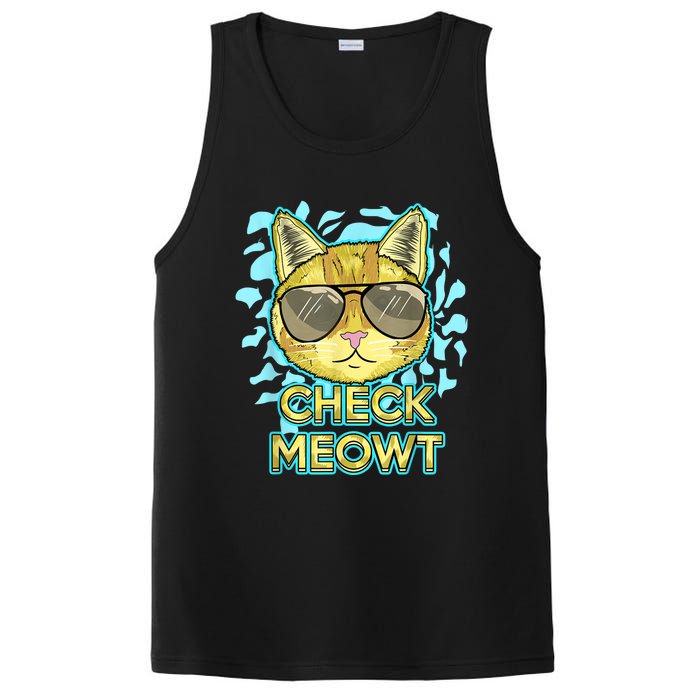 Funny Flirty Cat Pun Humor Cool Kitten Love Check Meowt PosiCharge Competitor Tank