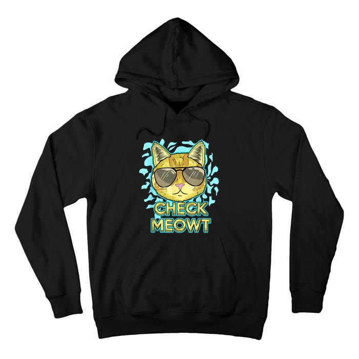 Funny Flirty Cat Pun Humor Cool Kitten Love Check Meowt Tall Hoodie