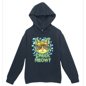 Funny Flirty Cat Pun Humor Cool Kitten Love Check Meowt Urban Pullover Hoodie