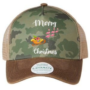 Funny Flamingo Christmas Pink Flamingos Sleigh Snow Santa Meaningful Gift Legacy Tie Dye Trucker Hat