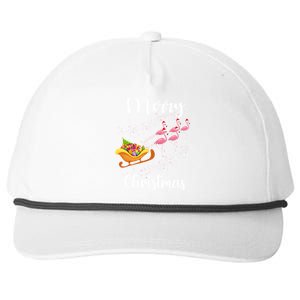 Funny Flamingo Christmas Pink Flamingos Sleigh Snow Santa Meaningful Gift Snapback Five-Panel Rope Hat