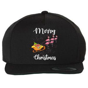 Funny Flamingo Christmas Pink Flamingos Sleigh Snow Santa Meaningful Gift Wool Snapback Cap