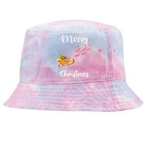 Funny Flamingo Christmas Pink Flamingos Sleigh Snow Santa Meaningful Gift Tie-Dyed Bucket Hat