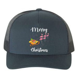 Funny Flamingo Christmas Pink Flamingos Sleigh Snow Santa Meaningful Gift Yupoong Adult 5-Panel Trucker Hat