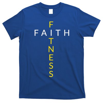 Faith Fitness Cross Christian Workout Modern Gym T-Shirt