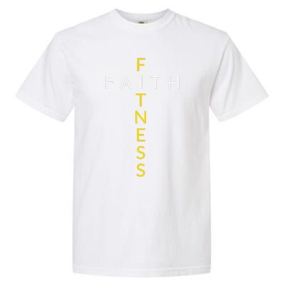 Faith Fitness Cross Christian Workout Modern Gym Garment-Dyed Heavyweight T-Shirt