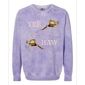 Frog Funny Cowboy Yee Haw And Dare I Say It Colorblast Crewneck Sweatshirt