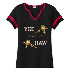 Frog Funny Cowboy Yee Haw And Dare I Say It Ladies Halftime Notch Neck Tee