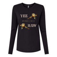 Frog Funny Cowboy Yee Haw And Dare I Say It Womens Cotton Relaxed Long Sleeve T-Shirt