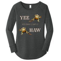 Frog Funny Cowboy Yee Haw And Dare I Say It Women's Perfect Tri Tunic Long Sleeve Shirt