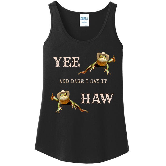 Frog Funny Cowboy Yee Haw And Dare I Say It Ladies Essential Tank