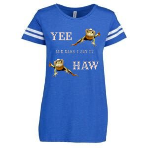 Frog Funny Cowboy Yee Haw And Dare I Say It Enza Ladies Jersey Football T-Shirt