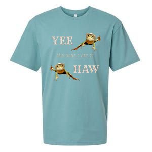 Frog Funny Cowboy Yee Haw And Dare I Say It Sueded Cloud Jersey T-Shirt