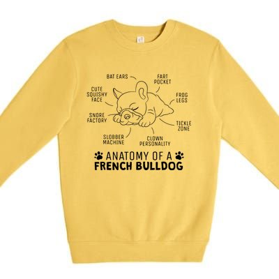 Funny Frenchie Clothes Gift Anatomy Of A French Bulldog Premium Crewneck Sweatshirt