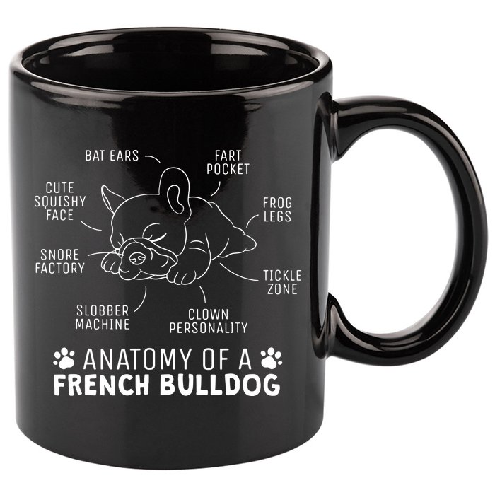 Funny Frenchie Clothes Gift Anatomy Of A French Bulldog 11oz C Handle Ceramic Mug