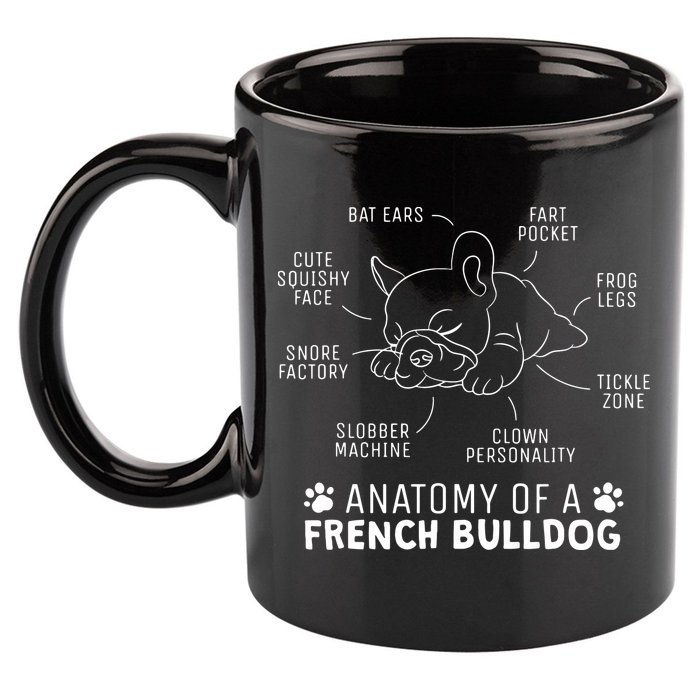 Funny Frenchie Clothes Gift Anatomy Of A French Bulldog 11oz C Handle Ceramic Mug