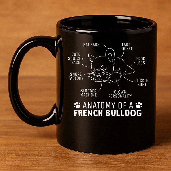 Funny Frenchie Clothes Gift Anatomy Of A French Bulldog 11oz C Handle Ceramic Mug