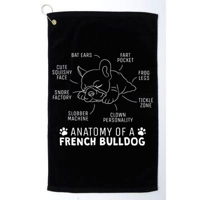 Funny Frenchie Clothes Gift Anatomy Of A French Bulldog Golf Towel