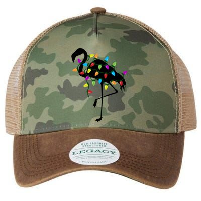 Funny Flamingo Christmas Holiday Tree Lights Legacy Tie Dye Trucker Hat