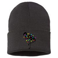 Funny Flamingo Christmas Holiday Tree Lights Sustainable Knit Beanie