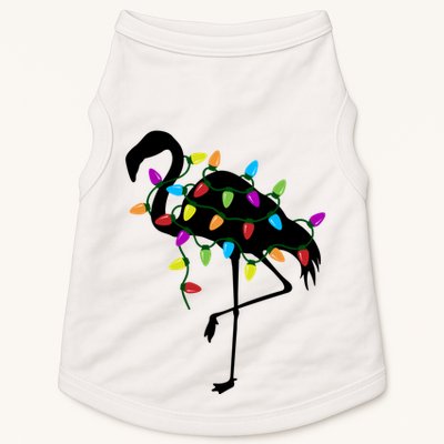 Funny Flamingo Christmas Holiday Tree Lights Doggie Tank