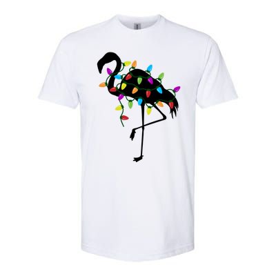 Funny Flamingo Christmas Holiday Tree Lights Softstyle® CVC T-Shirt