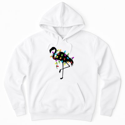 Funny Flamingo Christmas Holiday Tree Lights Hoodie