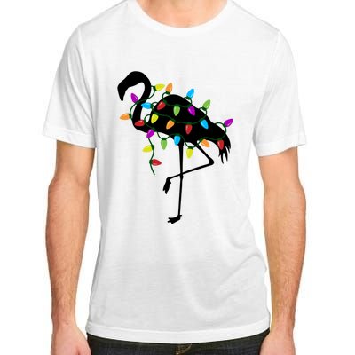 Funny Flamingo Christmas Holiday Tree Lights Adult ChromaSoft Performance T-Shirt