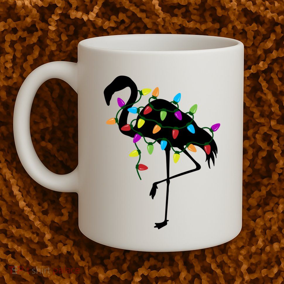 Funny Flamingo Christmas Holiday Tree Lights Mug