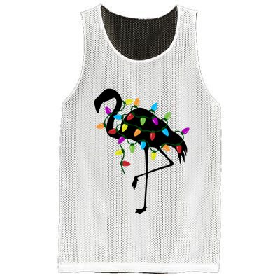 Funny Flamingo Christmas Holiday Tree Lights Mesh Reversible Basketball Jersey Tank