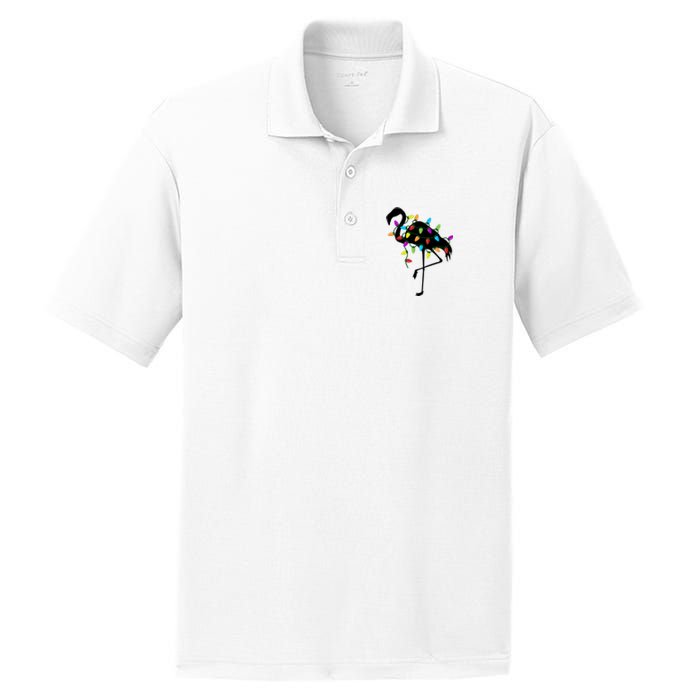 Funny Flamingo Christmas Holiday Tree Lights PosiCharge RacerMesh Polo