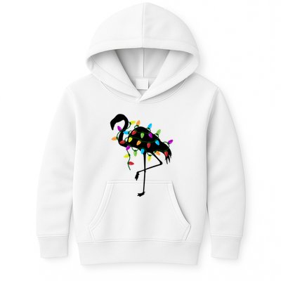 Funny Flamingo Christmas Holiday Tree Lights Kids Hoodie