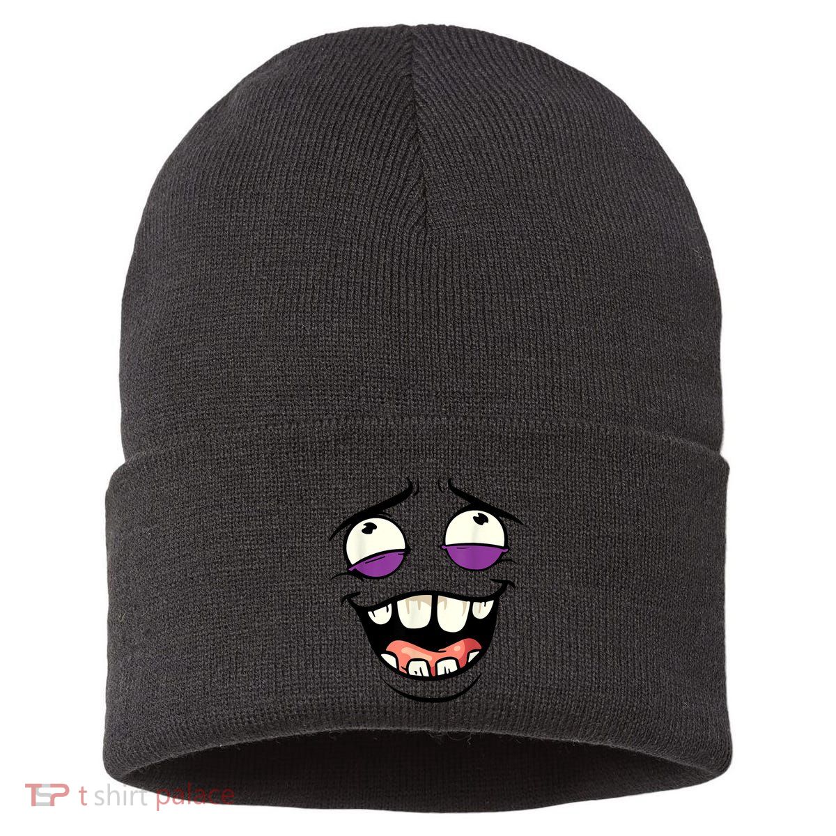 Funny Face Cartoon Laughing Face Expression Humor Sustainable Knit Beanie