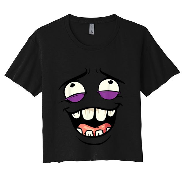 Funny Face Cartoon Laughing Face Expression Humor Crop Top