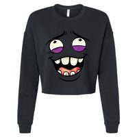 Funny Face Cartoon Laughing Face Expression Humor Cropped Pullover Crew