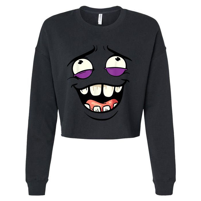 Funny Face Cartoon Laughing Face Expression Humor Cropped Pullover Crew