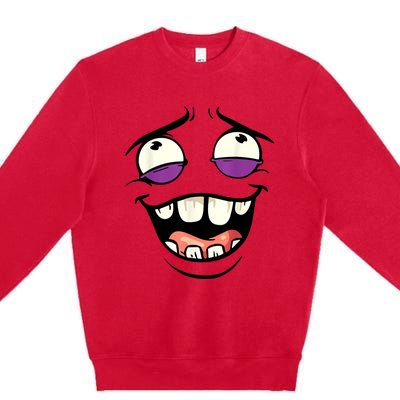 Funny Face Cartoon Laughing Face Expression Humor Premium Crewneck Sweatshirt